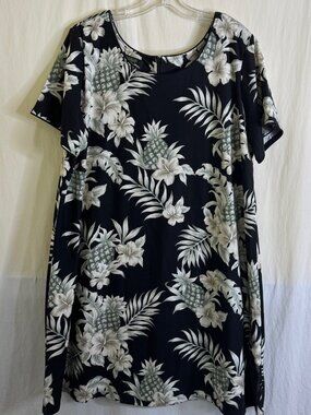 Hawaiian Reserve Women's Floral, Pineapples & Fern Knee Length Dress Size 3X